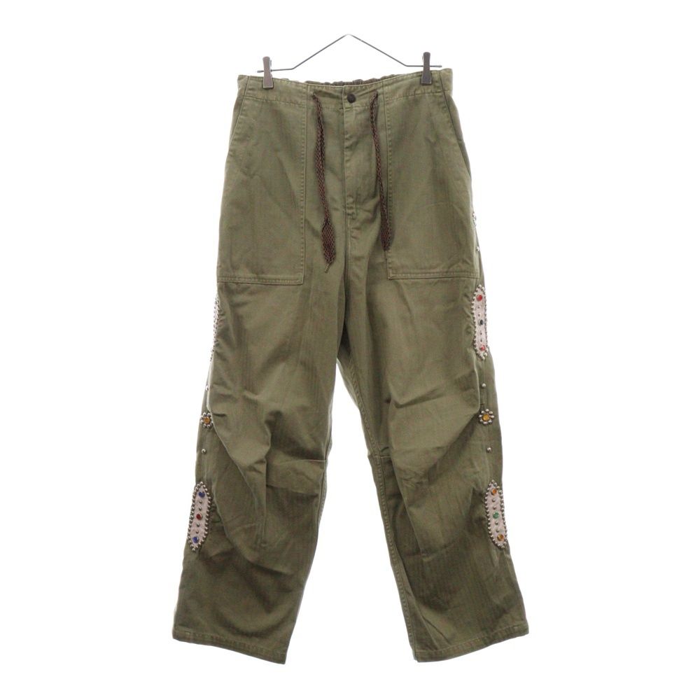 KAPITAL (キャピタル) Sulfur Herringbone Easy Baker Pants サイドスタッズ ヘリンボーン カーゴパンツ カーキ K2203LP037