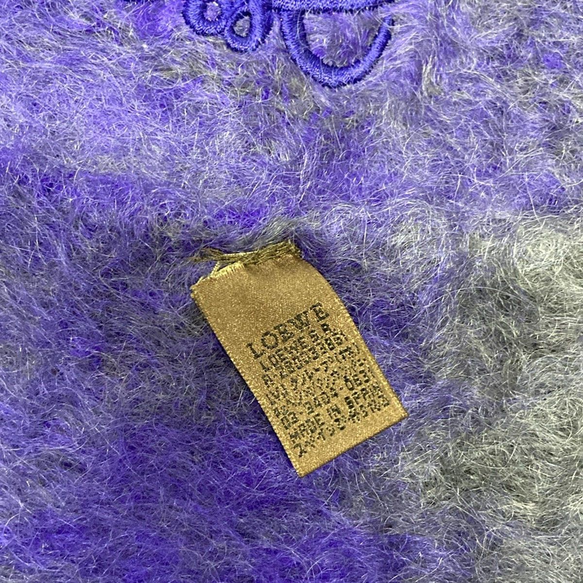 あやこ LOEWE モヘア マフラー アナグラム ロゴ刺繍 パープル あやこ LOEWE モヘア マフラー アナグラム ロゴ刺繍 パープル