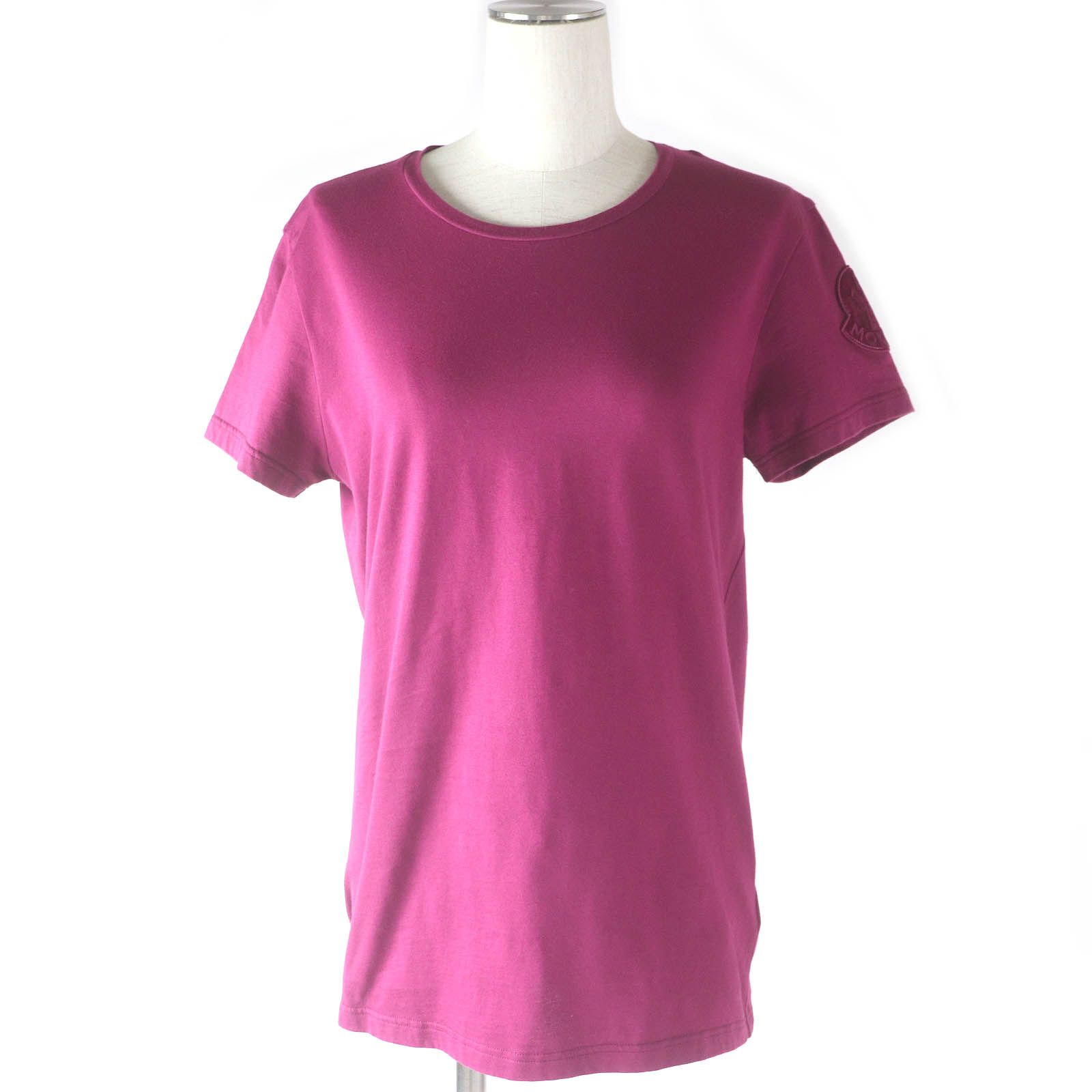 美品□MONCLER モンクレール 19SS T-SHIRT GIROCOLLO コットン ロゴワッペン付き カットソー Ｔシャツ パープル L 正規品 レディース 美品□MONCLER モンクレール 19SS T-SHIRT GIROCOLLO コットン