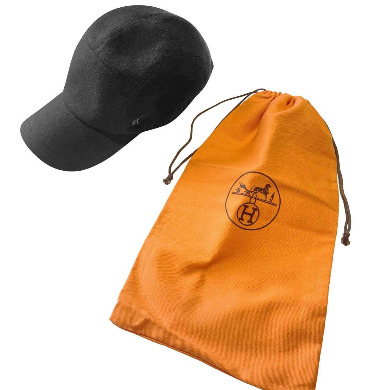 エルメス HERMES 激レア キャスケット 黒 カシミヤ100 帽子