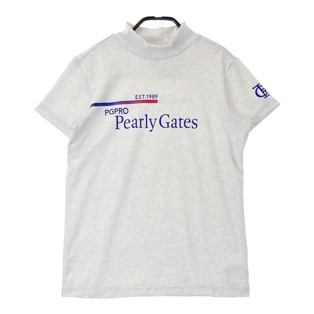 サイズ 0 PEARLY GATES パーリーゲイツ 2025年 PGPRO ハイネック 半袖Tシャツ 総柄 グレー系 240101423561 ゴルフウェア レディース ストスト