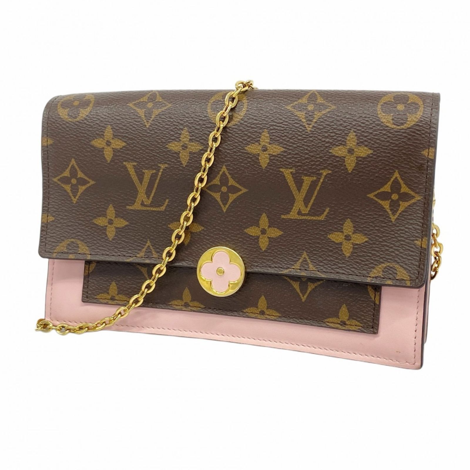 ルイ ヴィトン Louis Vuitton ルイ ヴィトン ショルダーウォレット モノグラム ポルトフォイユフロールチェーン M67405 ブラウン ローズバレリーヌレディース
