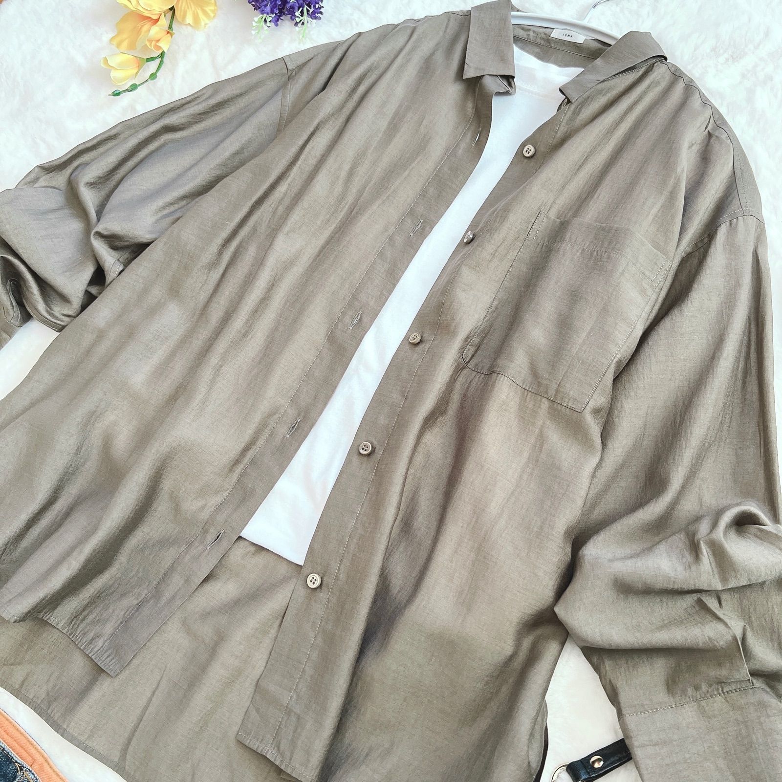 美品 2020SS IENA シアーシャツ◆ Maison IENAシルクコットンシアーシャツ（シャツ/ブラウス）｜IENA