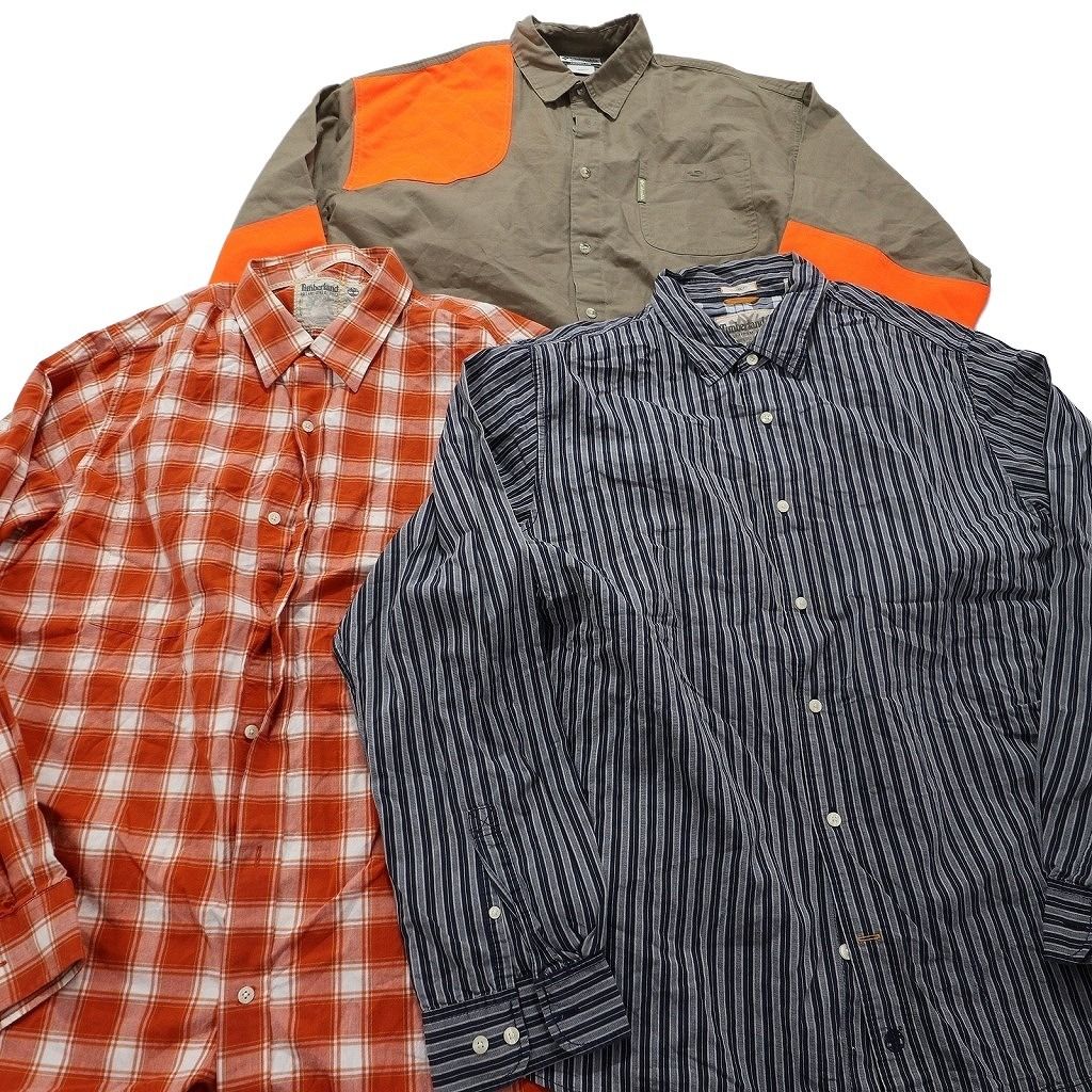 古着卸 まとめ売り ブランド 長袖シャツ 10枚セット ( メンズ XL ) カベラス ウールリッチ ティンバーランド エルエルビーン 中古 NF6382 古着卸 まとめ売り アウトドアブランドMIX 長袖シャツ 10枚セット