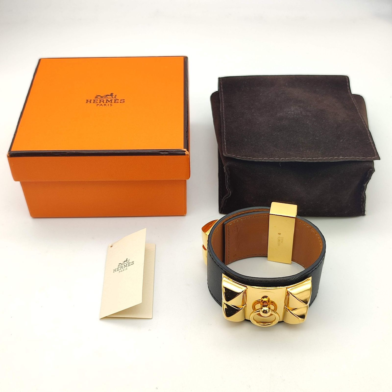 【超美品】HERMES ブラウンレザーバングル 箱付き 超美品】HERMES ブラウンレザーバングル 箱付き