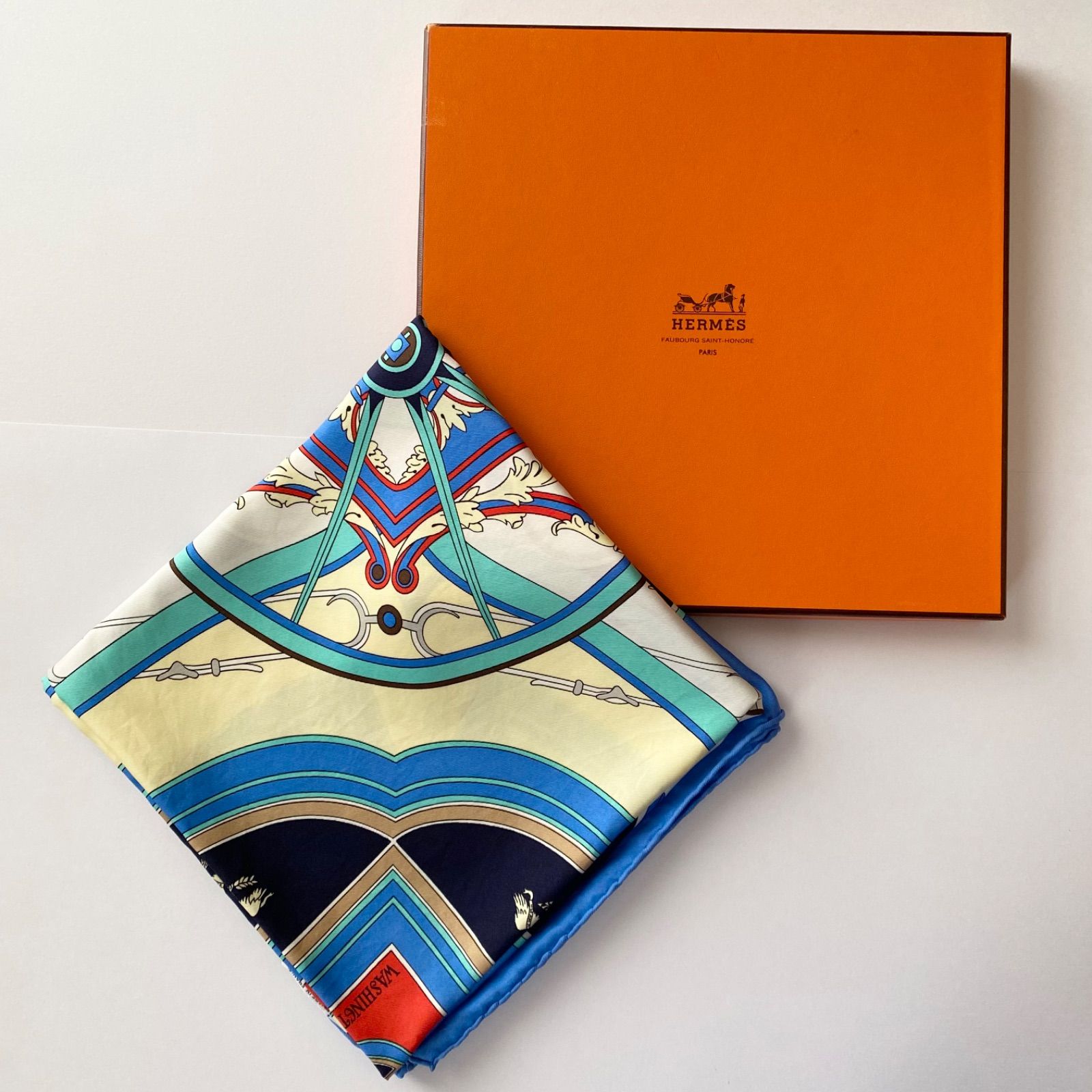 HERMES エルメス スカーフ カレ90 ジョージワシントンの馬車