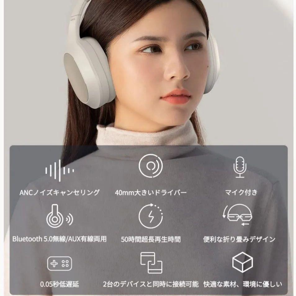 ノキア(Nokia) 【ワイヤレス ヘッドホン Bluetooth 5.0】E1200 ANC