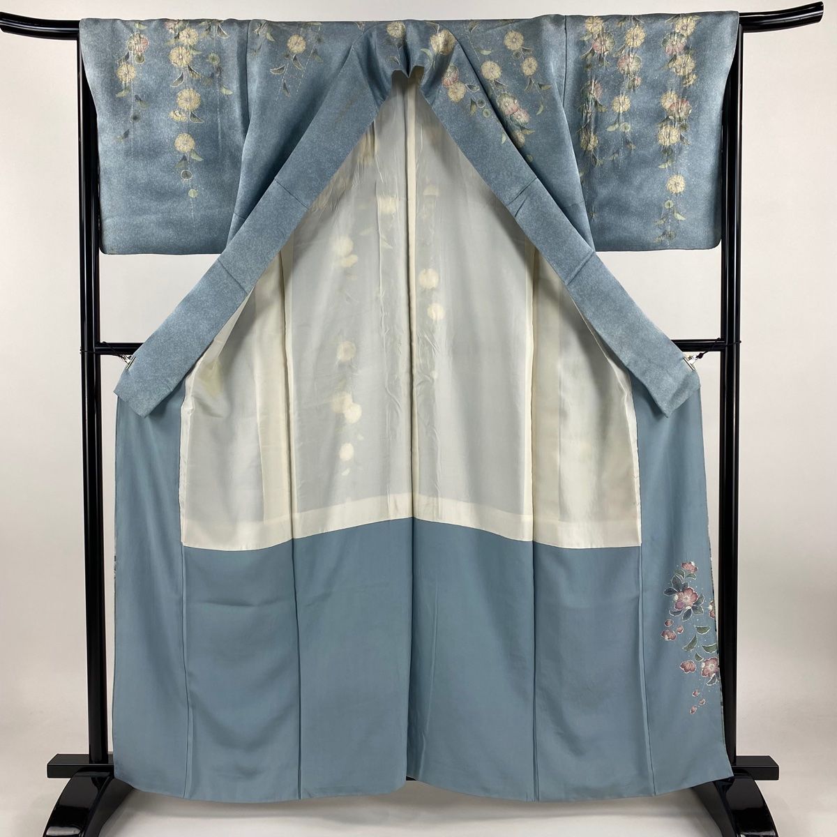 長襦袢 正絹 辻が花に暈し 美しい加工G-635 訪問着 身丈167.5cm 裄丈69cm L 袷 吉乃一廉 落款 辻が花 流水