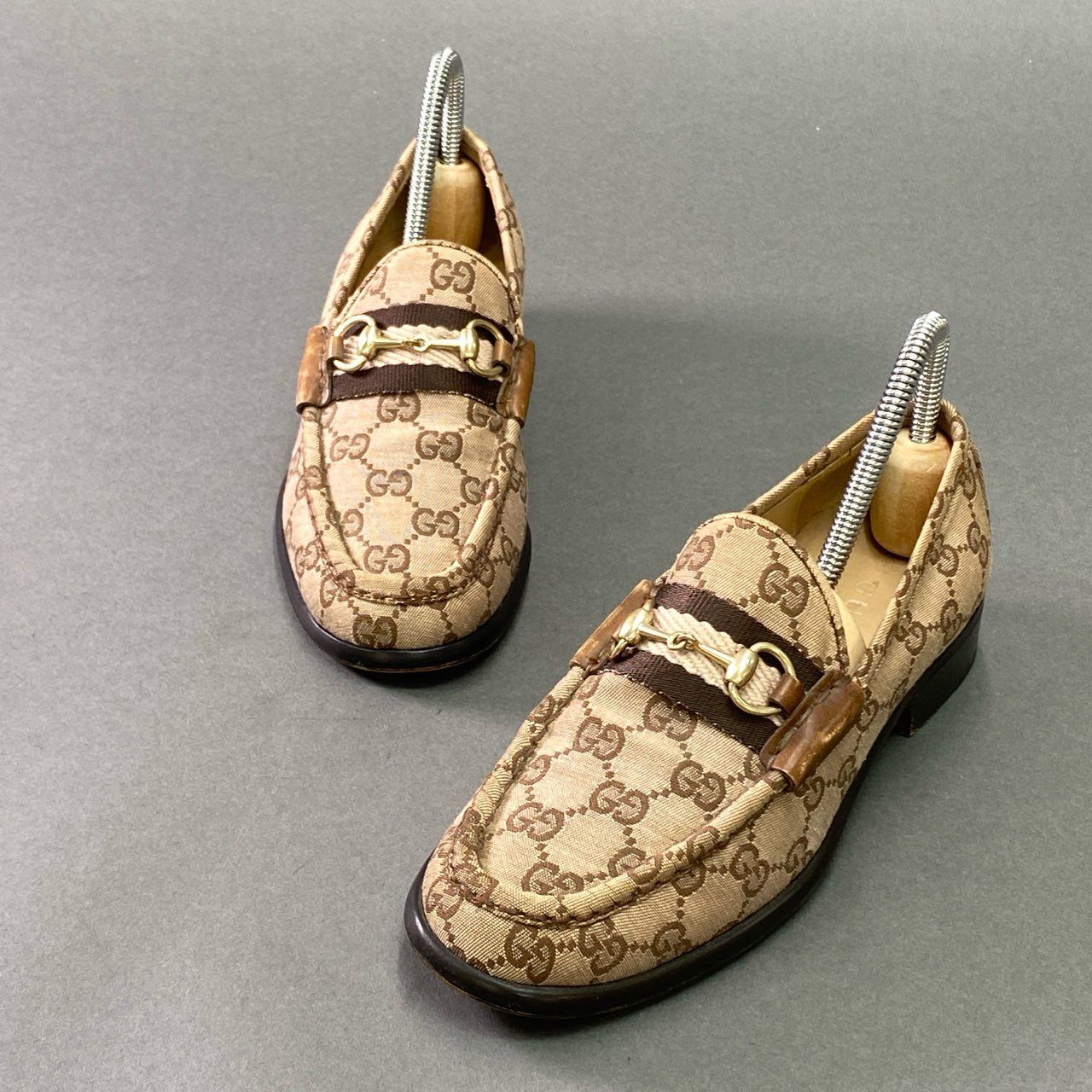 3k11 GUCCI グッチ GGキャンバス ホースビット ローファー 35 約22cm 