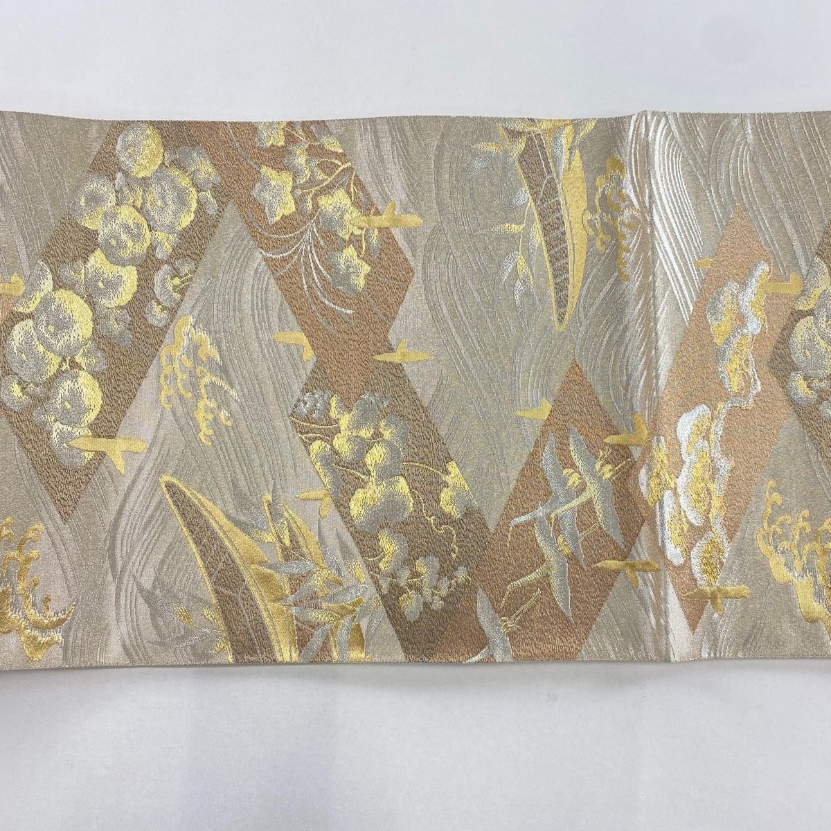正絹 六通柄 袋帯 ダークブラウン×淡ベージュ 美品 高級 袋帯 正絹 六通柄 ゴールド ブラウン - メルカリ