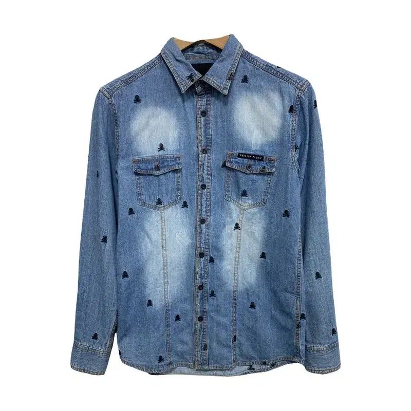 レディースM|PHILIPP PLEIN フィリッププレイン 刺繍デニムシャツ
