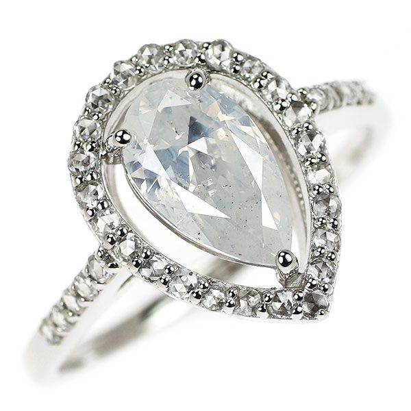 希少 Pt950 ファンシーホワイト ダイヤモンド ローズカット