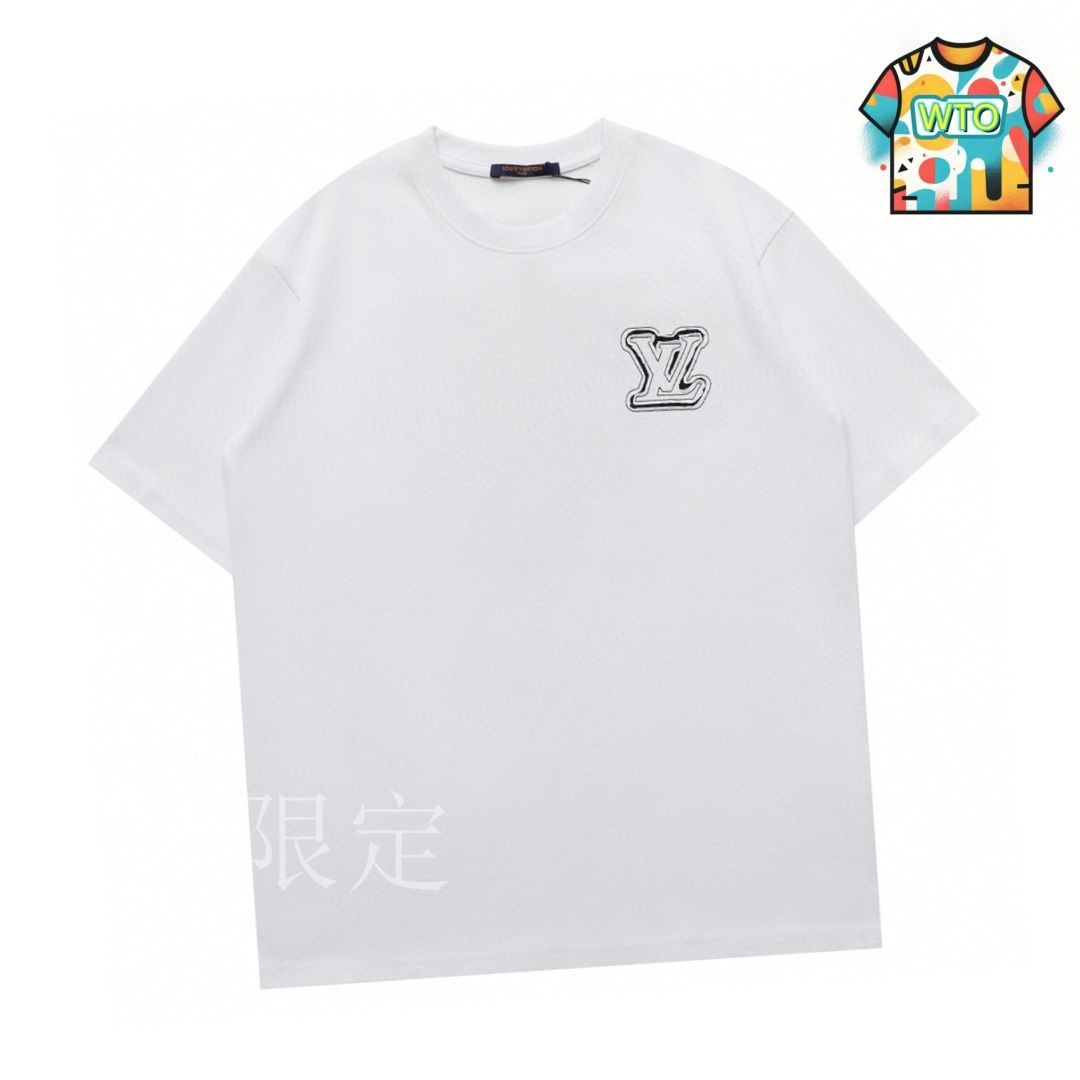 今日WTO】Louis Vuitton Crew Neck T - shirt with Embroidery