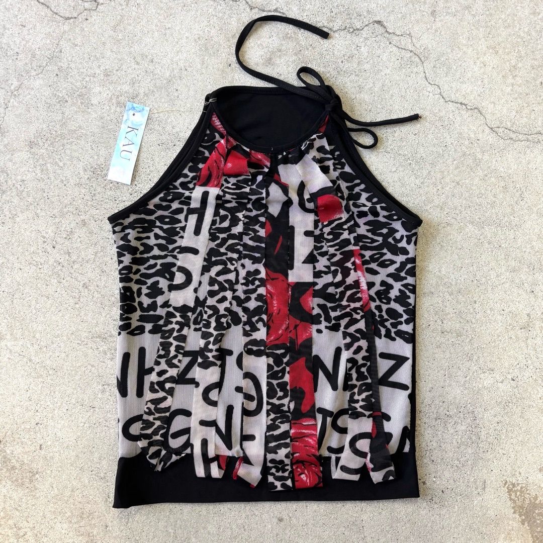 sleeveless tops / ノースリーブ トップス 黒赤 ホルターネック