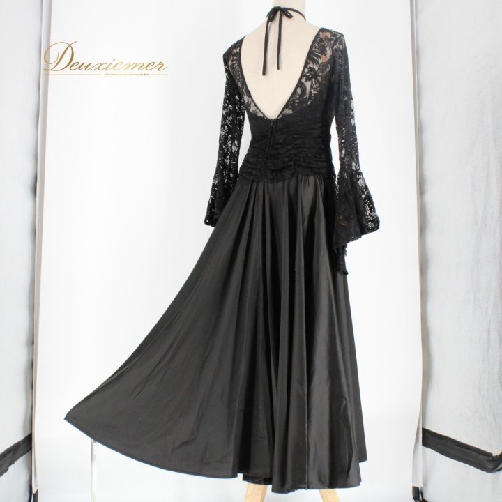 ❤️新品❤️タカダンス セクシーブラック総レースラテンドレスM社交