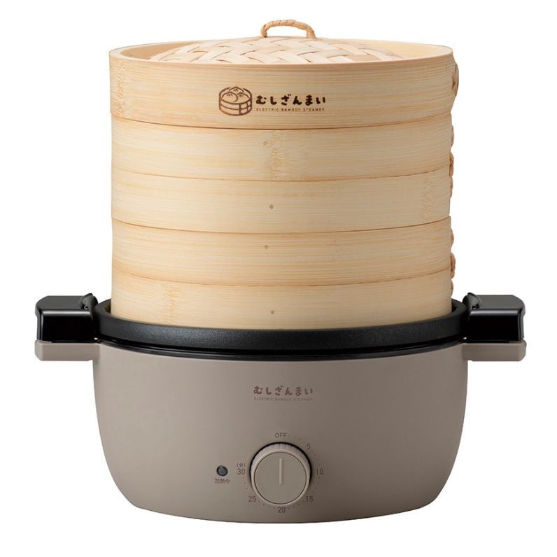 むしざんまい（せいろ・鍋） アピックス 電気せいろ蒸し器 むしざんまい AMZ-450GY 蒸篭 中華 21cm