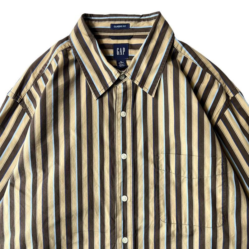 00s OLD GAP ストライプシャツ 長袖シャツ ポプリン生地 00s GAP ギャップ ストライプシャツ 長袖シャツ ポプリン生地