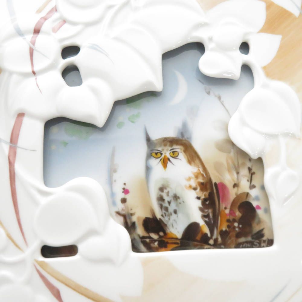 【新品美品】マイセン 陶板 フクロウ 美品 MEISSEN マイセン プラーク 1点 陶板 梟 フクロウ SC8497K1