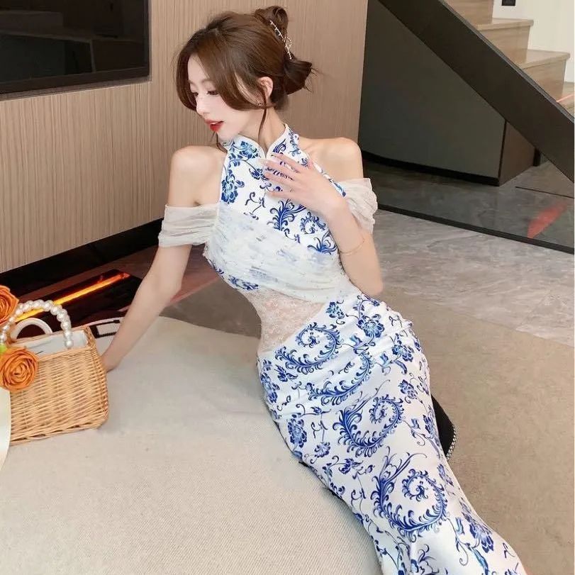ドレス：チャイナ風×レース×花柄　タイト　パーティードレス　キャバドレスにも◎ 新品未使用ドレス：チャイナ風×レース×花柄 タイト パーティー