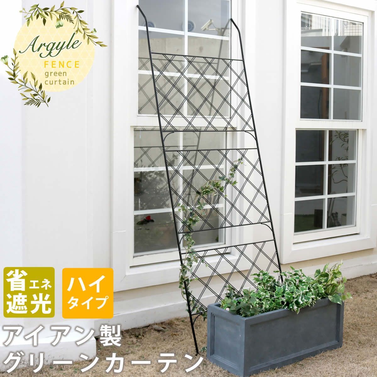 アイアン製グリーンカーテン アーガイル フェンス アイアン グリーンフェンス ゴーヤ 薔薇 バラ 朝顔 庭 ベランダ ガーデニング 枠 柵 仕切り 目隠し 境目 アンティーク トレリス 園芸 ラティス 屋外