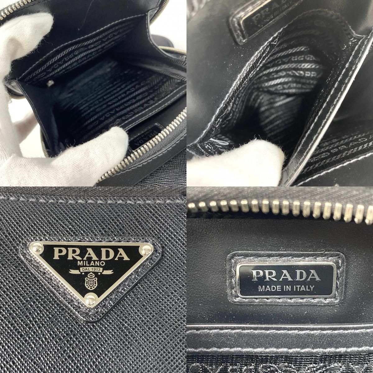 美品 プラダ PRADA メンズ サフィアーノ ブリック スリング ボディ 