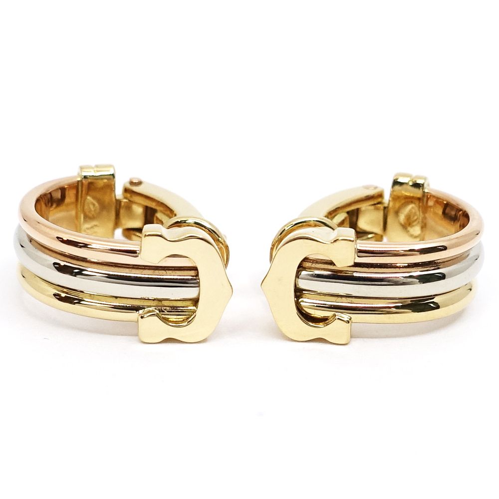 カルティエ　スリーカラー　C2リング　18K　wg.pg.yg 栄】カルティエ K18YG WG PG 2C トリニティ スリーカラー フープ