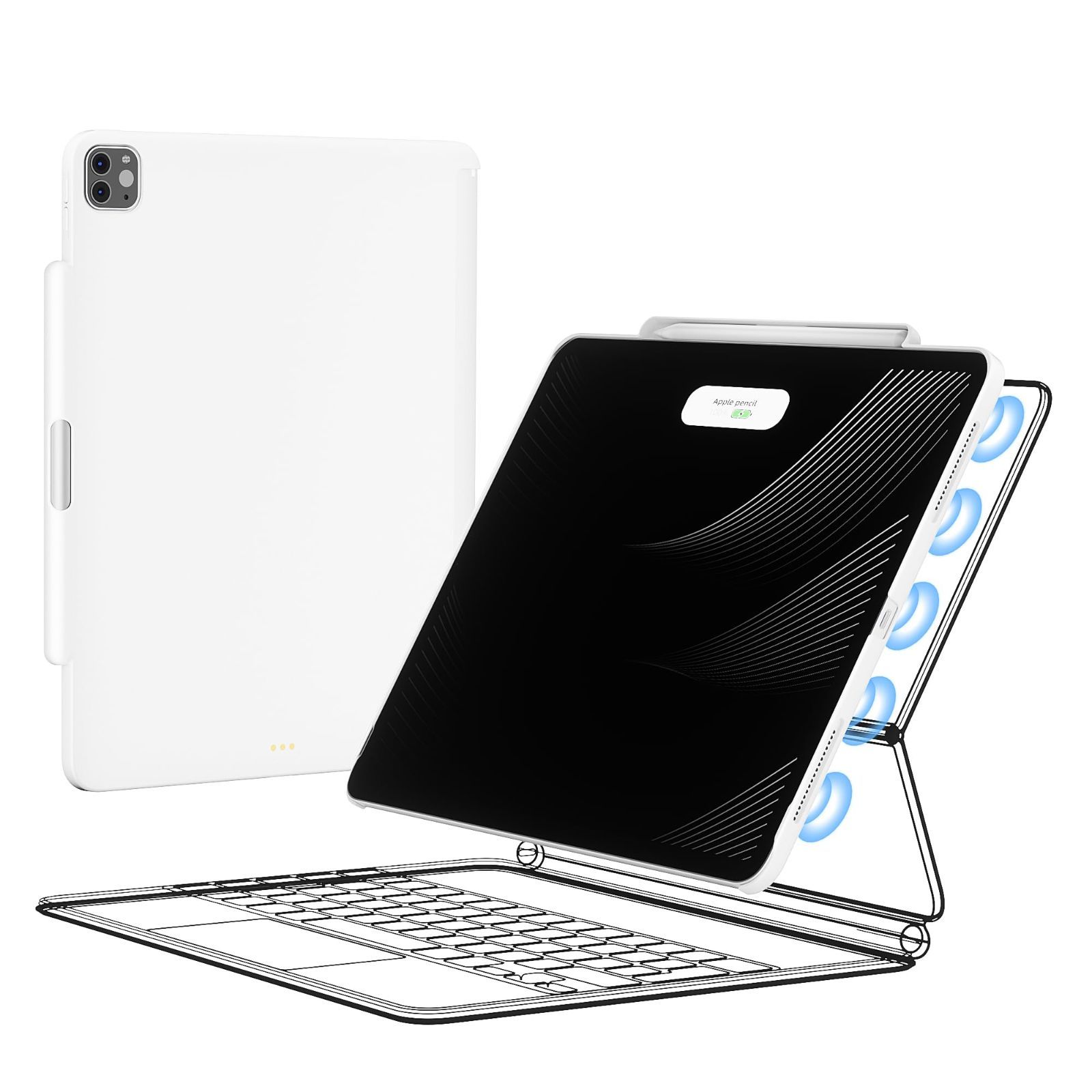白（iPad Pro 12.9inch） iPad Pro 12.9 ケース 磁気吸着 保護カバー 