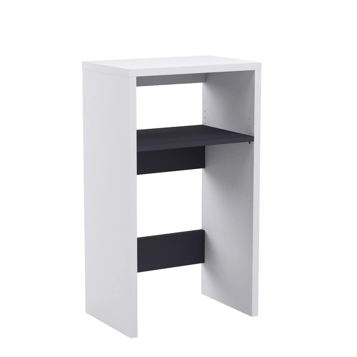 ヴォルデバ VRD-1060WH 幅59.2×高さ104.8×奥行39.6cm 木目調 ホワイトとブラックのモダンなツートンカラー キッチン家電用品すっきり収納 移動 な中棚 天板耐荷重20kgで安心設置 ラック キッチン収納 ゴミ箱収納 レンジ台 白井産業