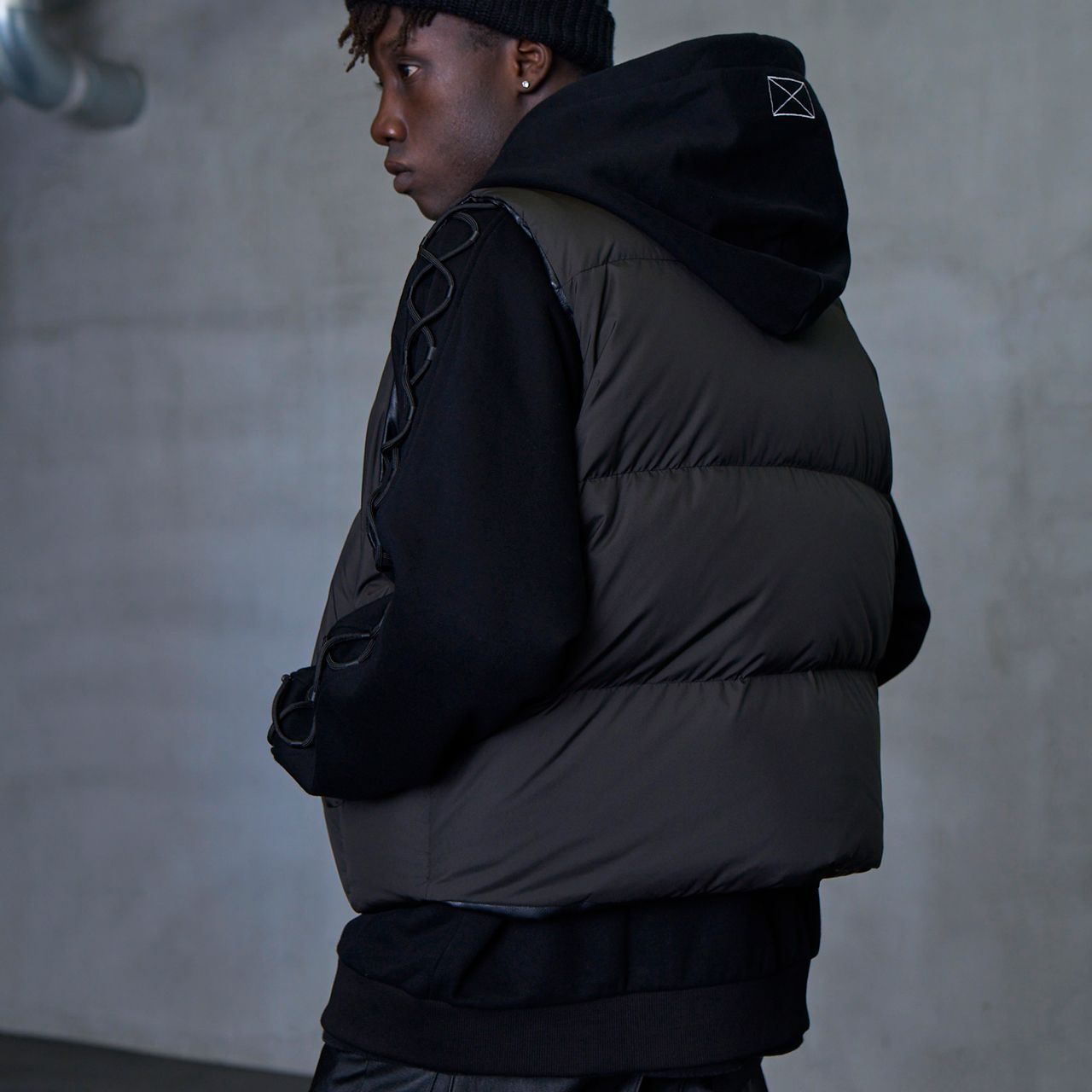 MLVINCE メルヴィンス LIMONTA REVERSIBLE DOWN VEST BLACK リモンタ