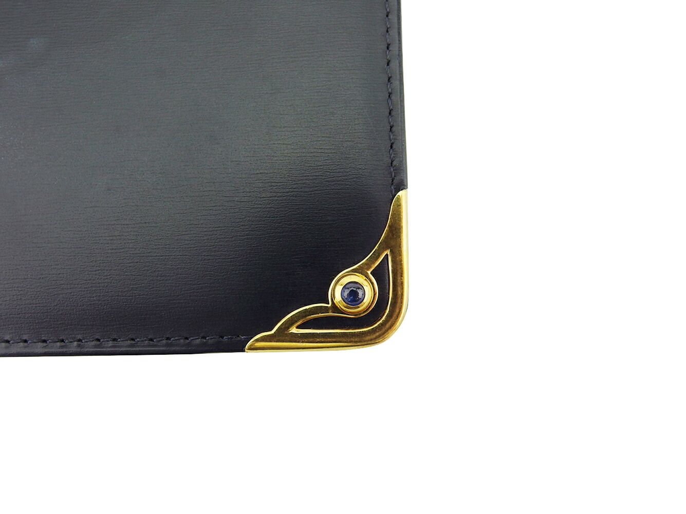 カルティエ CARTIER 札入れ サファイアライン ネイビー ゴールド