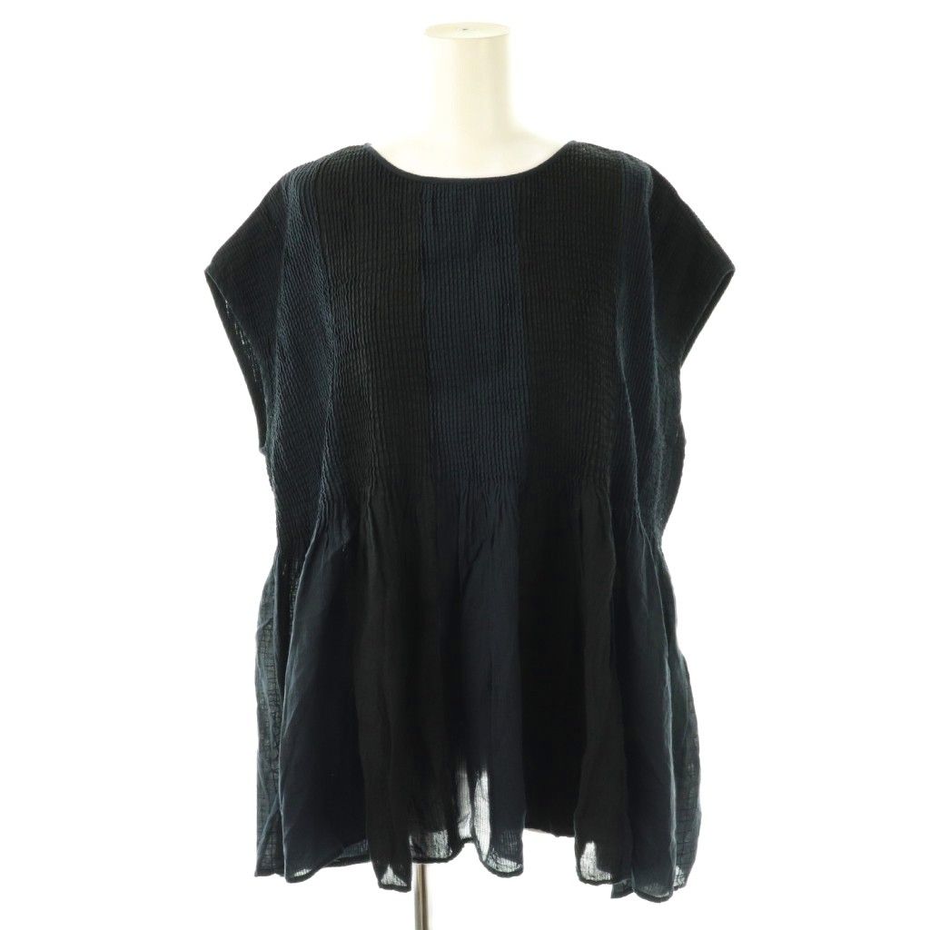 maison de soil（メゾンドソイル） |ピンタックノースリーブブラウス メゾンドソイル maison de soil ピンタックギャザーノースリーブ