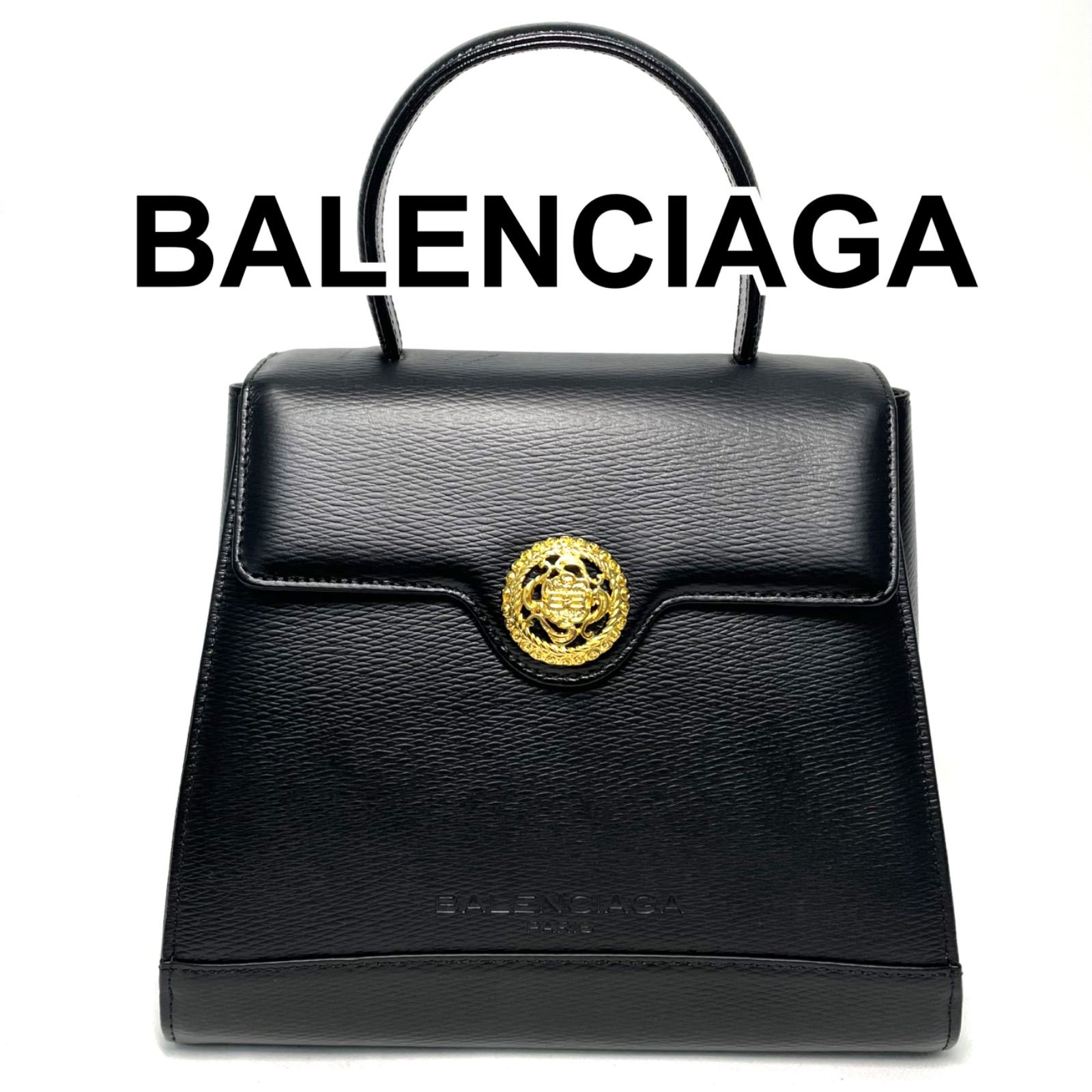 BALENCIAGA バレンシアガ レザー ハンドバッグ ゴールド金具 ブラック 