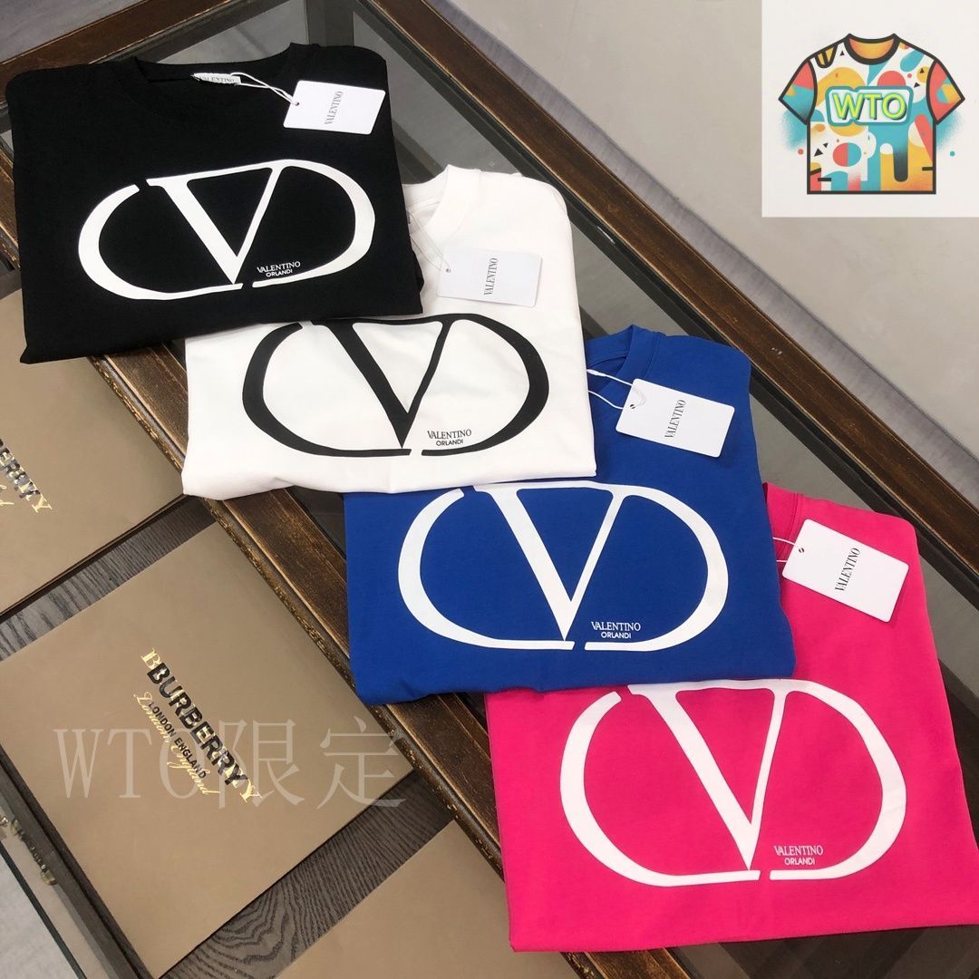 ★25SS VALENTINO アイボリー フロントロゴ コットン Ｔシャツ ヴァレンティノ VALENTINO マクロVLTN ロゴ グリッド オーバー
