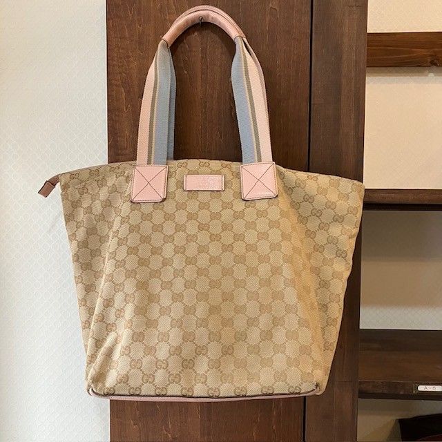 グッチ GUCCI GGキャンバスレザー ウェビングライン トートバック