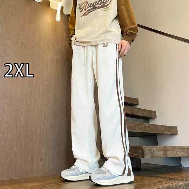 [2XL]メンズ ファッション 服 男性用 オシャレ シンプル 大人 かっこいい 大きいサイズ ストリート 紳士服 アメリカン ストライプ パンツ 春秋 レトロ ベルベット スウェット パンツ ストレー