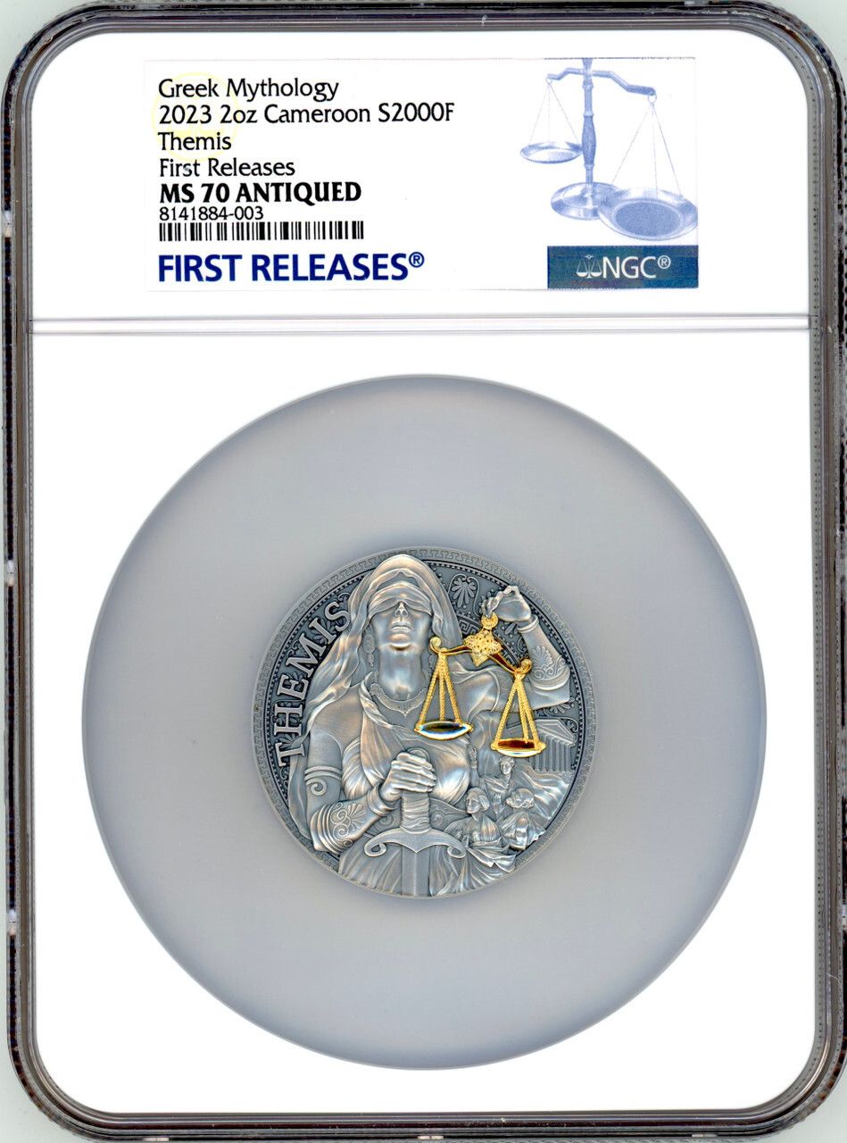 Themis Greek Mythology 2 oz Silver Coin NGC 70 FR 2025 Republic of Cameroon