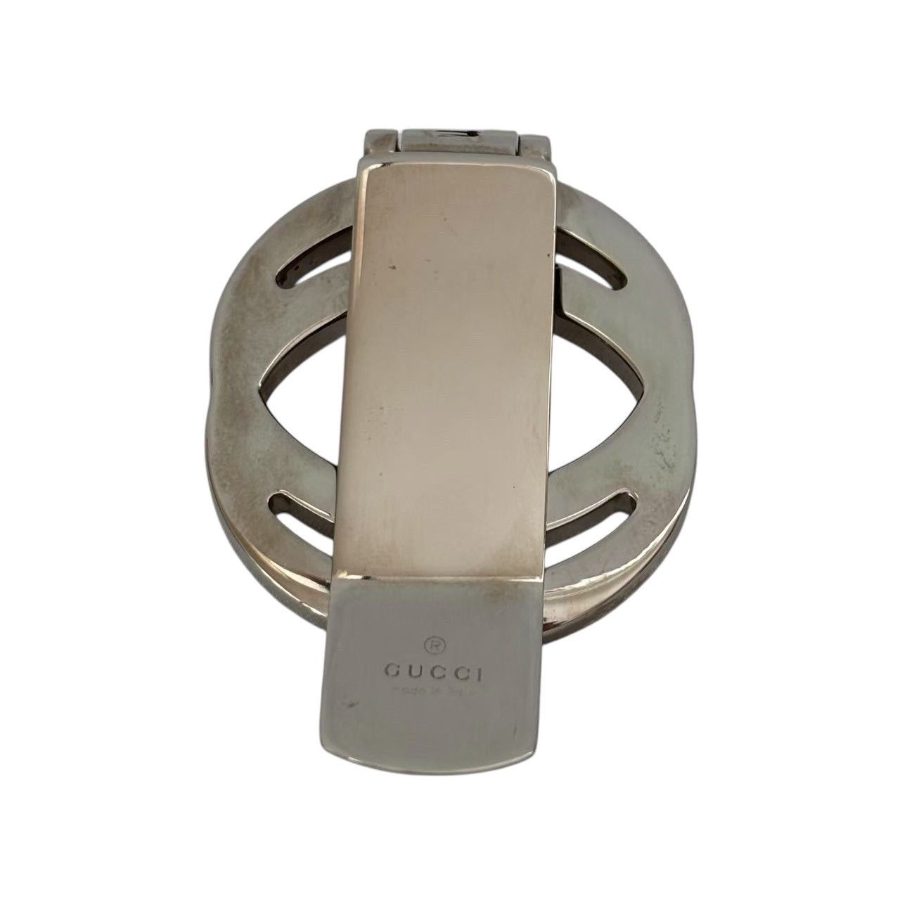 GUCCI グッチ マネークリップ 銀 黒 インターロッキング G ラウンド