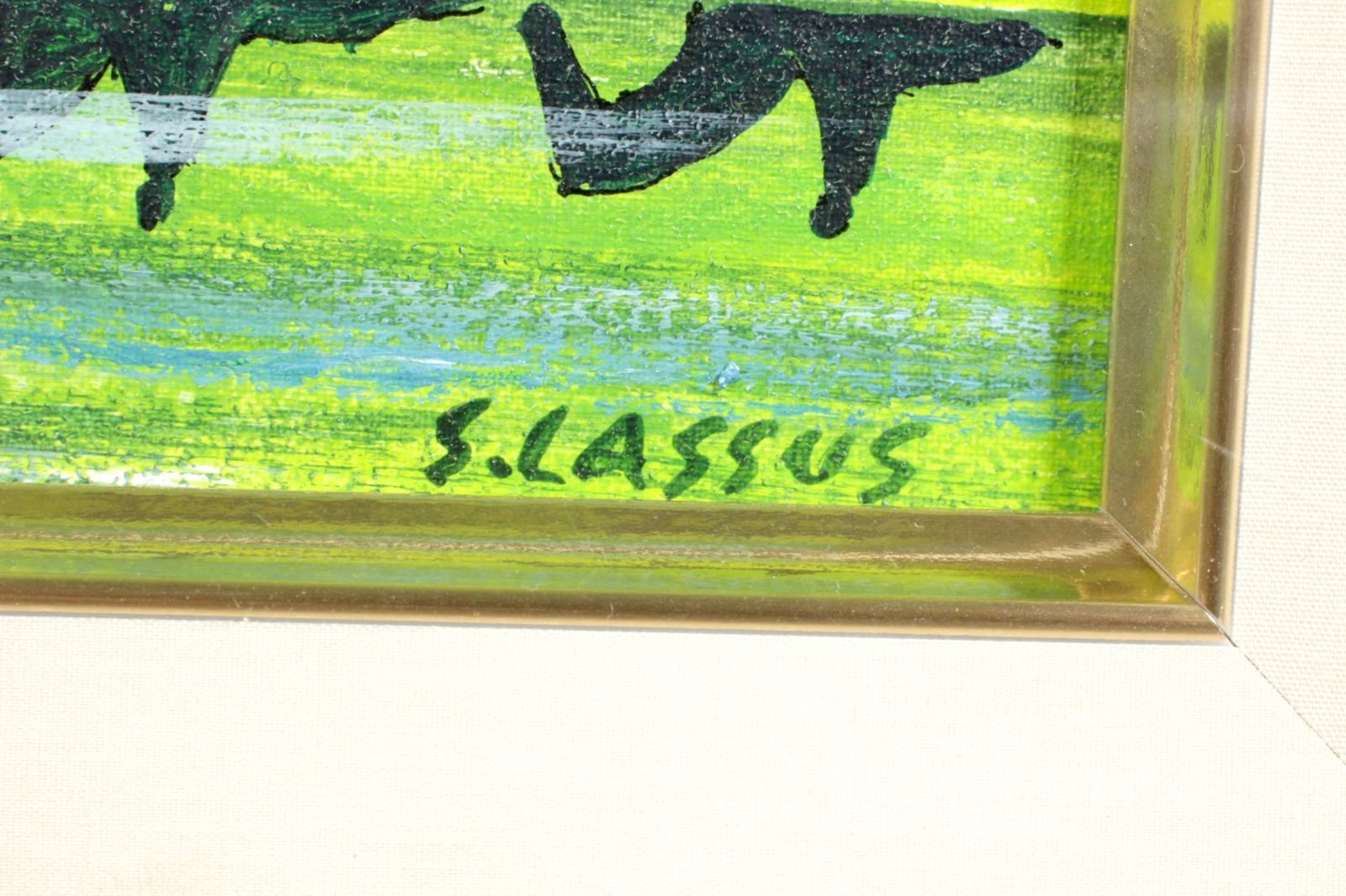 セルジュ・ラシス セルジュ・ラシス Serge Lassus 「風景画」 肉筆油彩画 馬 乗馬