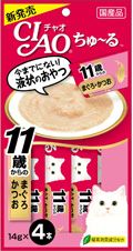 同梱不可 48個セット いなばペットフード CIAOちゅ～る11歳からのまぐろ かつお14g×4本