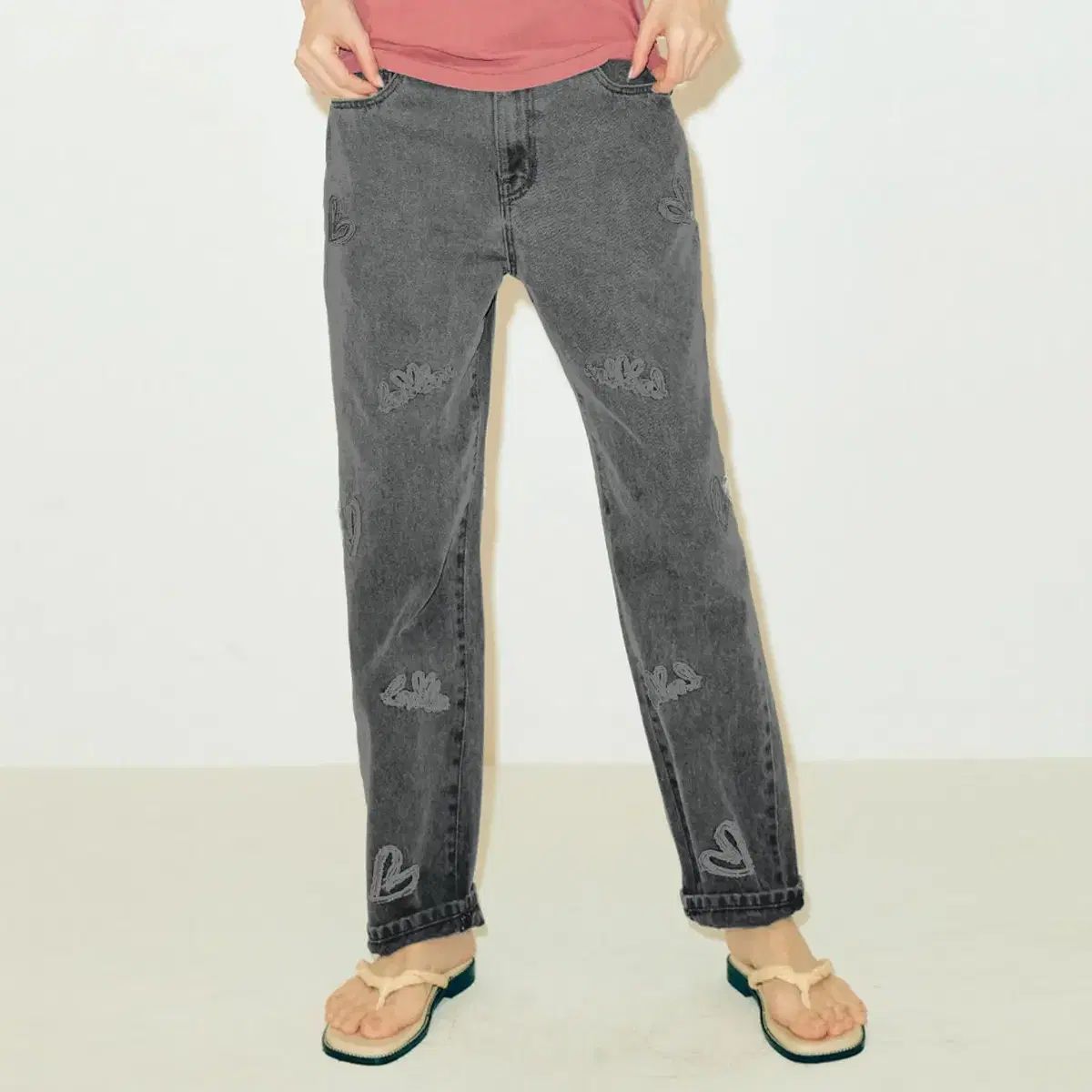 ローブローブ LOVLOV ハート刺繍 デニム 55-66