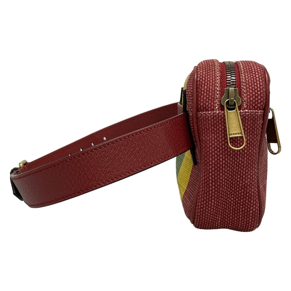 GUCCI グッチ ウエストポーチ バイアデラ 625895 レッド×イエロー×マルチ ストライプ レザー