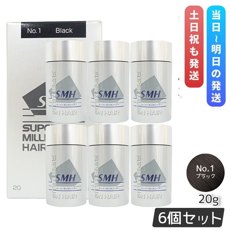 ルアン スーパーミリオンヘアー 20g No.1 ブラック 6個セット 髪 頭 薄毛隠し 分け目 つむじ ボリューム 男性 女性 白髪かくし