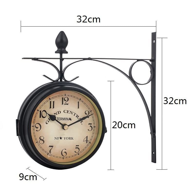 Costway 壁掛け時計 両面壁時計 両面吊り時計 直径21cm 両面時計 時 ...