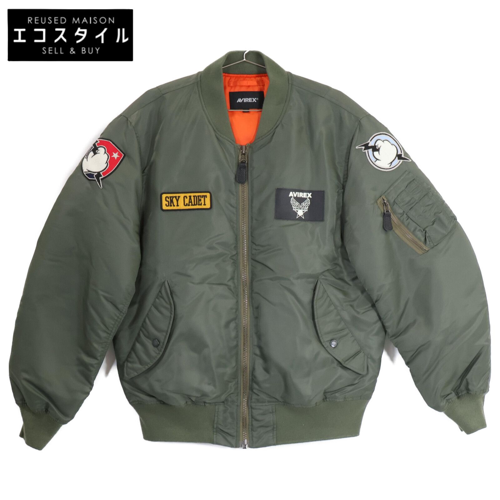 希少2XL✨アヴィレックス フライトジャケット MA-1 刺繍 カーキ 【公式