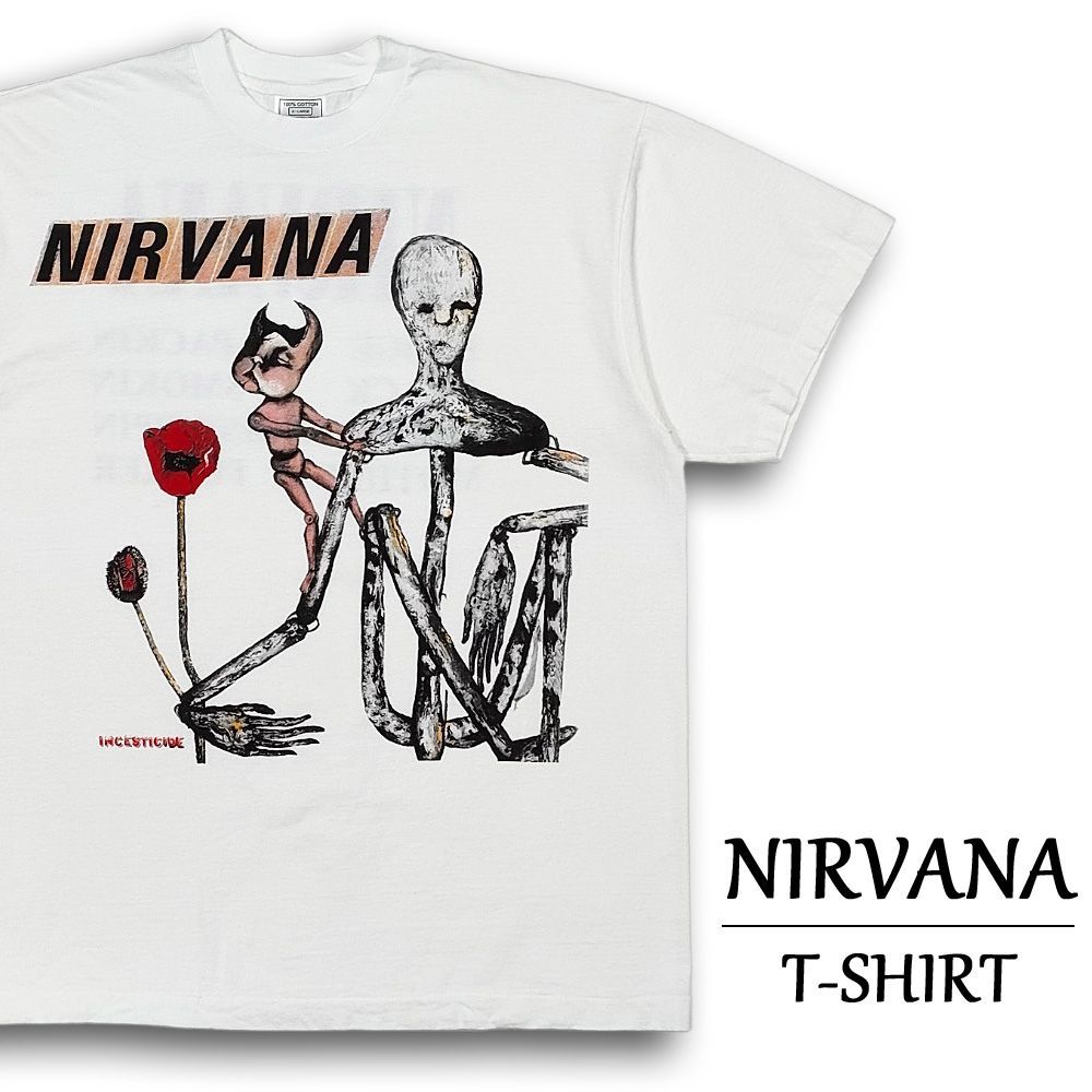 ニルヴァーナ Tシャツ 半袖 インセスティサイド ホワイト サイズ：メンズ XL NIRVANA Incesticide バンドTシャツ ロックTシャツ 大きいサイズ 【新品】