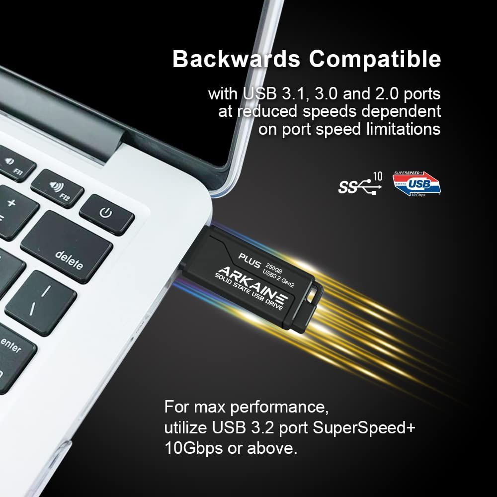 ARKAINE USBメモリ 250GB USB 3.2 Gen2 UASP SuperSpeed , 超高速 USB
