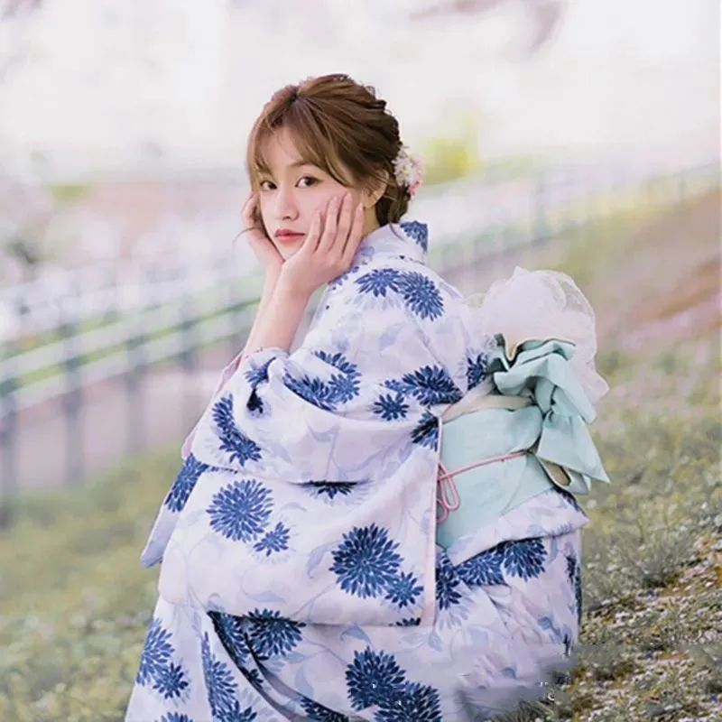 uk002☆（予約販売の商品）浴衣 5点セット あじさい 高品質 綿麻