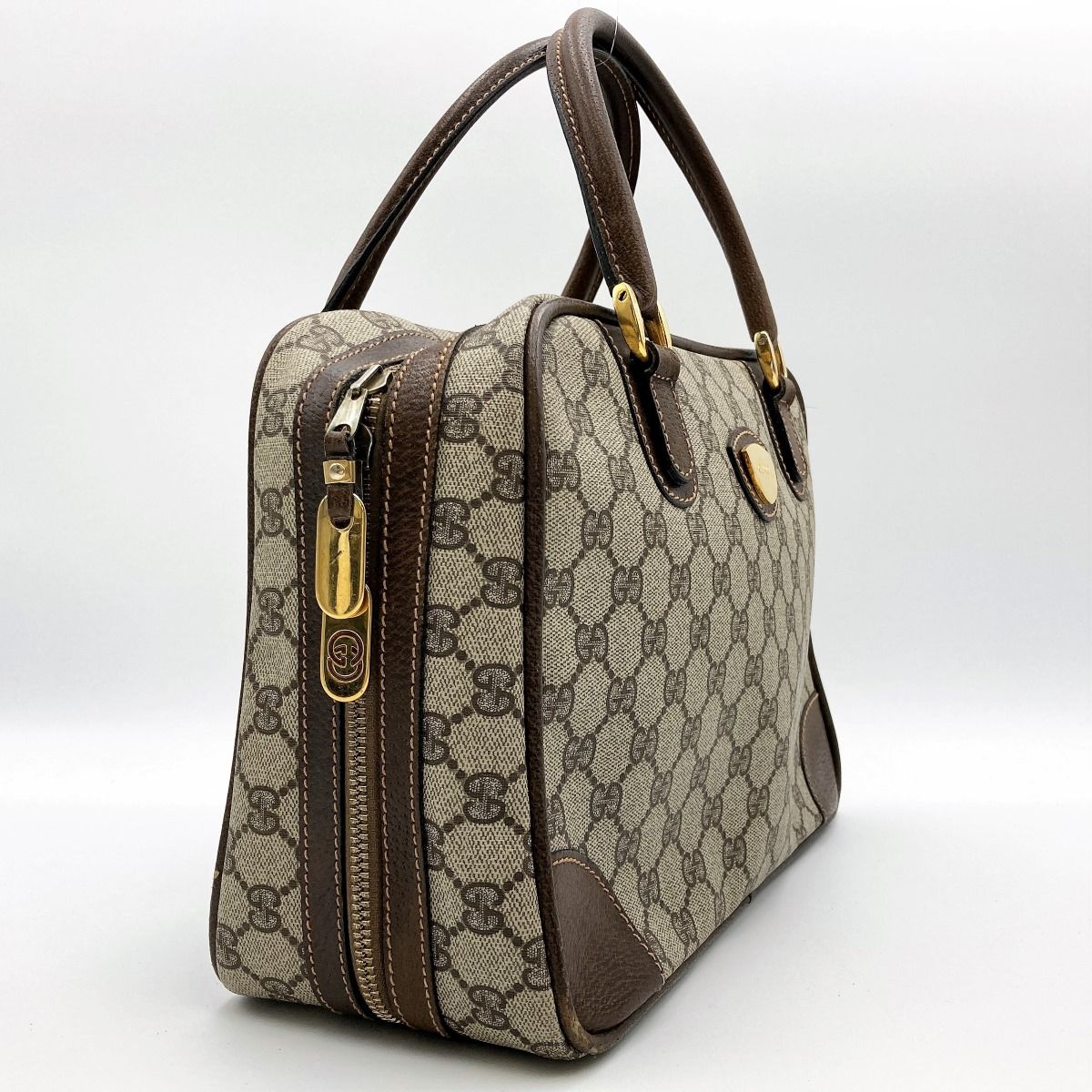 GUCCI グッチボストンバッグ大容量キャンバス GG柄 ヴィンテージ オールド GUCCI - 【GUCCI】グッチ ボストンバッグ GGキャンバス×レザー