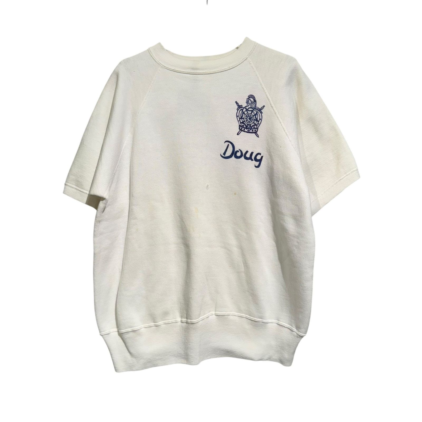 Vintage 50-60s フロッキープリント SSスウェット レディース ホワイト ー