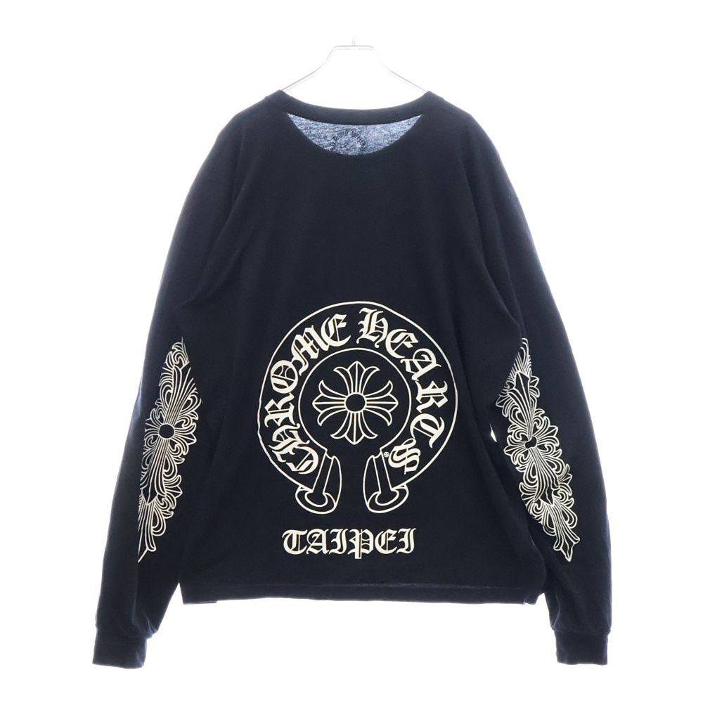 CHROME HEARTS (クロムハーツ) Back Horseshoe L/S 台湾限定 バックホースシュー 袖フローラル ロングスリーブ カットソー ロンT 長袖Tシャツ ブラック